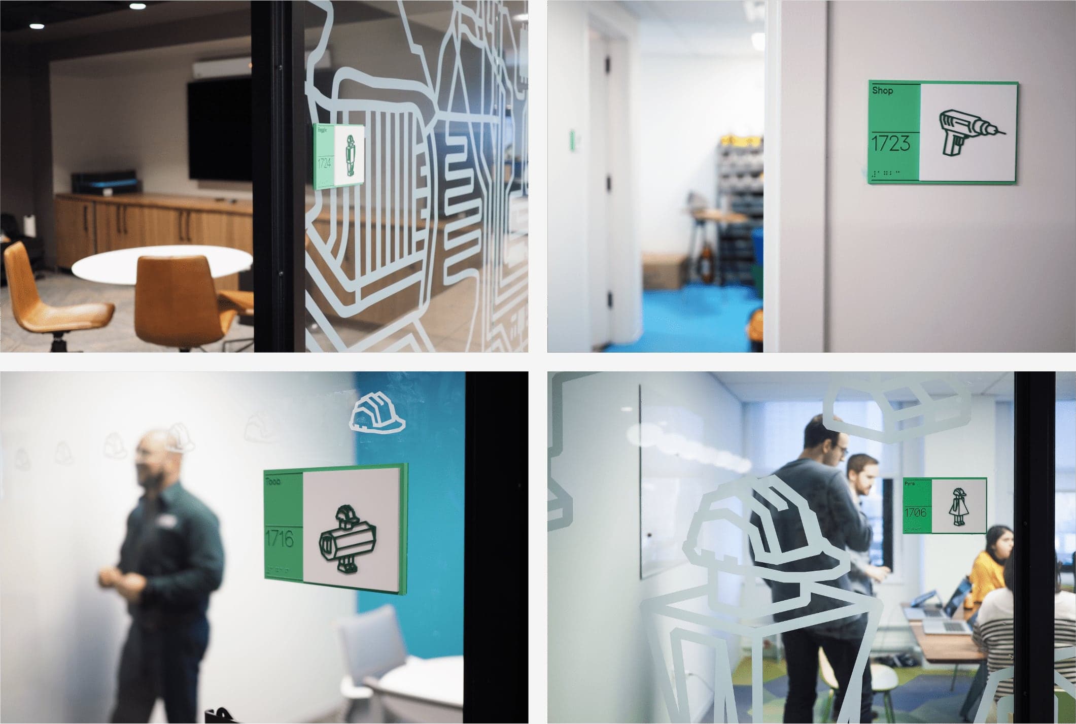 The brand in action around the CBRE Build office