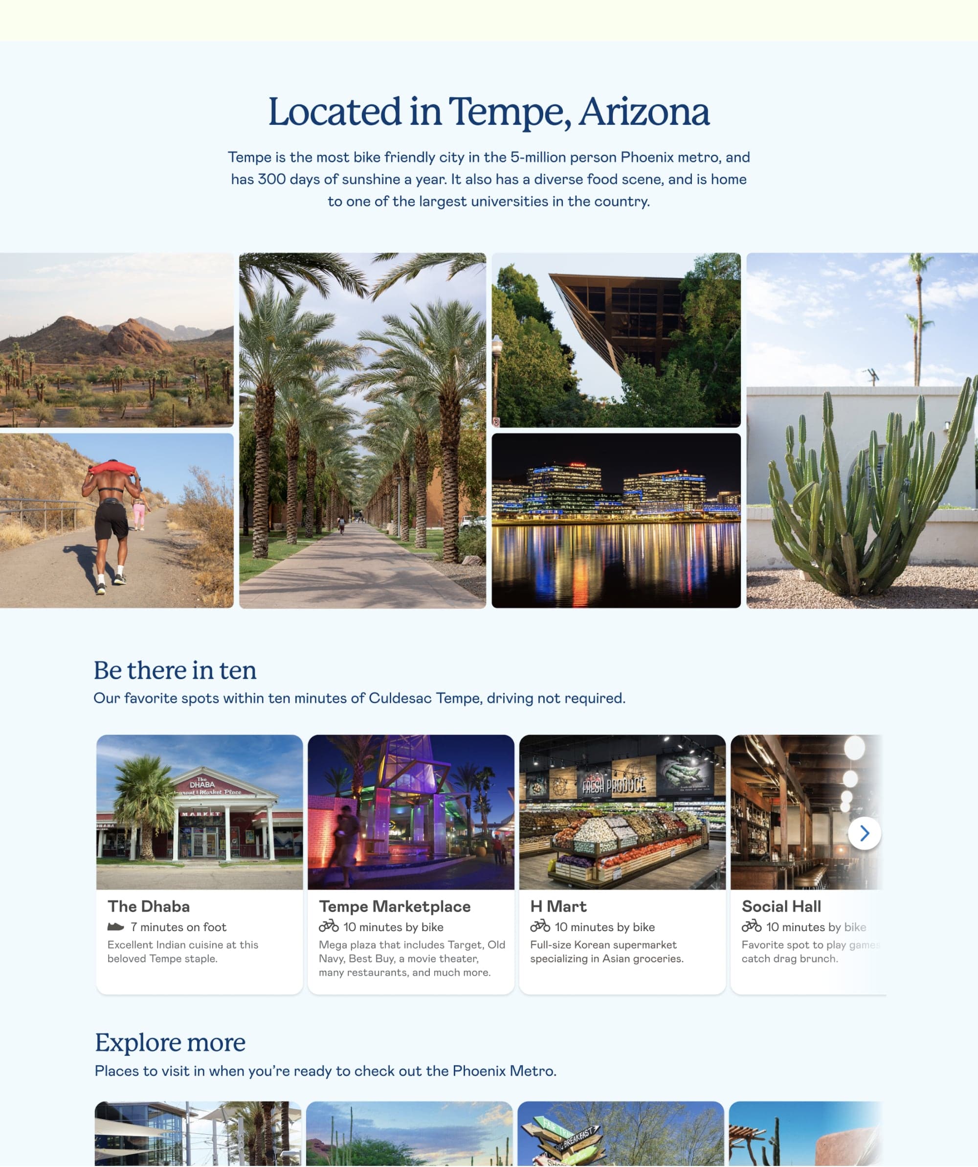 Screenshot of the Culdesac Tempe site