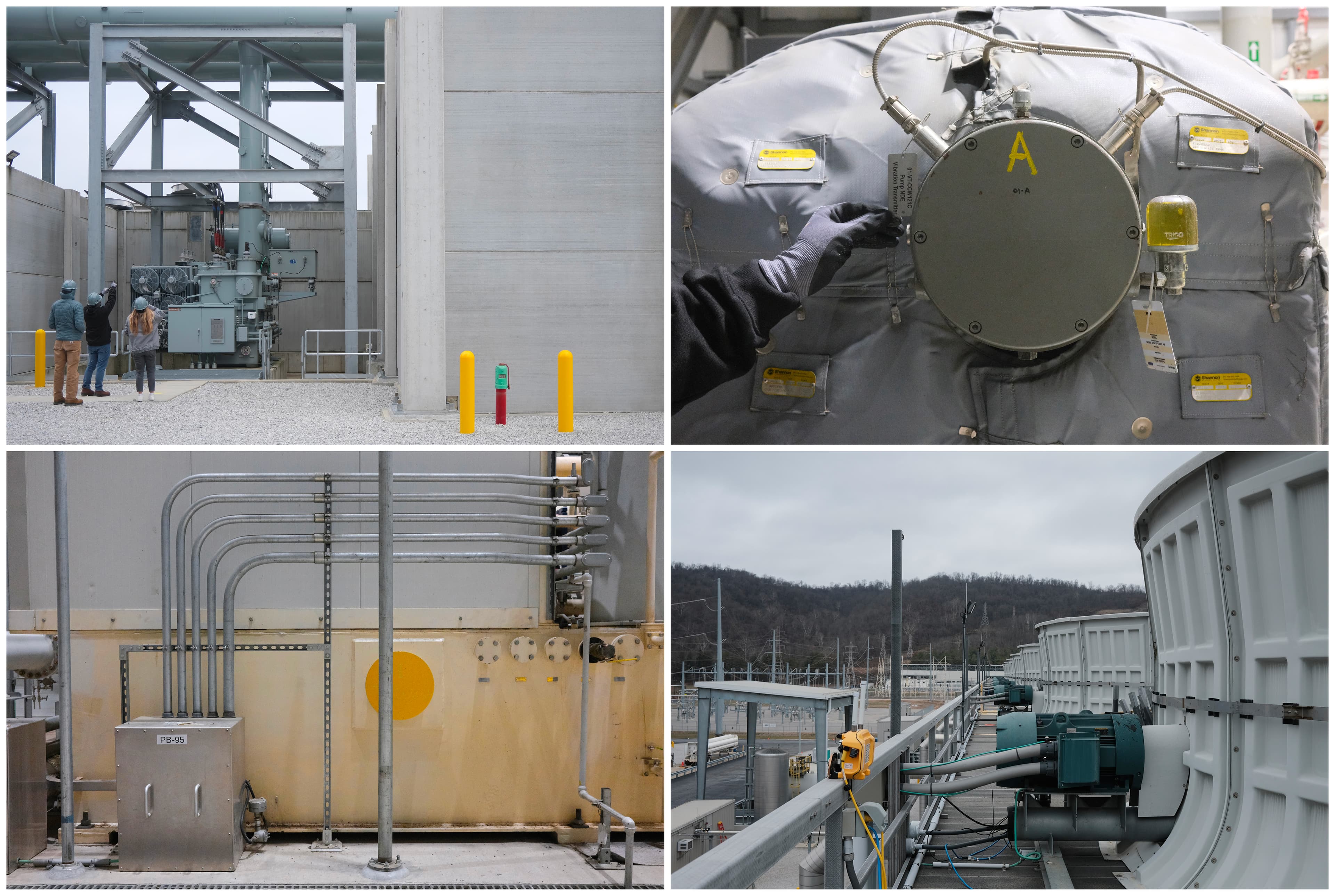 Photos taken around the power plant, showing industrial equipment.