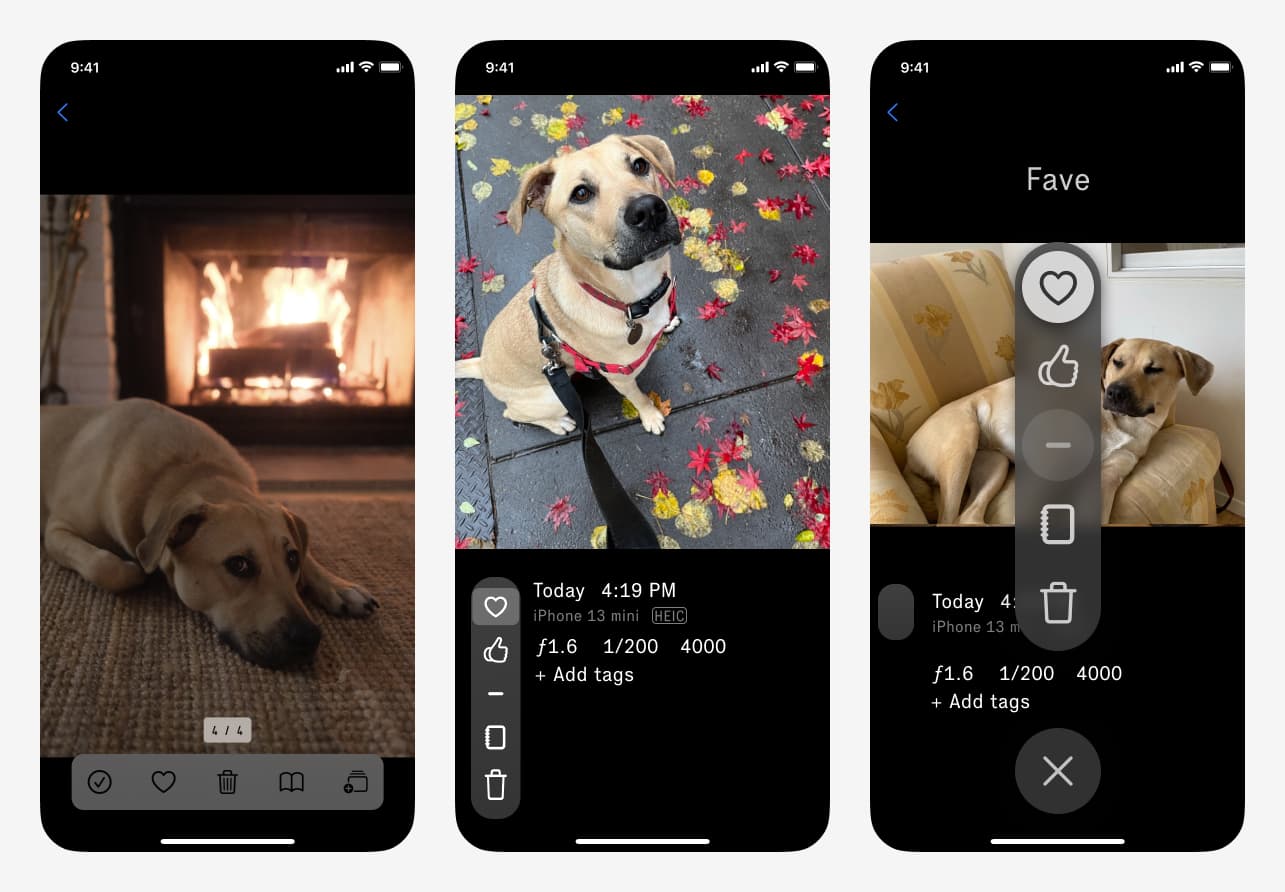 Scrapped iterations of the core mechanic for marking photos for deletion.