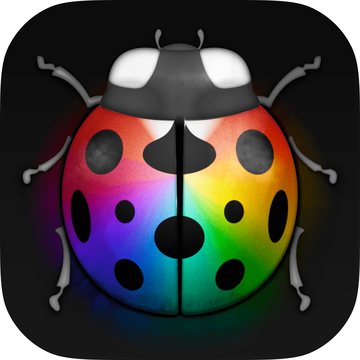 The Shutterbug app icon, a rainbow ladybug.